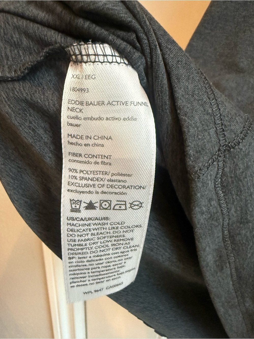 Eddie Bauer Gorpcore Funnel Neck Long Sleeve Pullover Charcoal Gray Thumbholes - Picture 9 of 11
